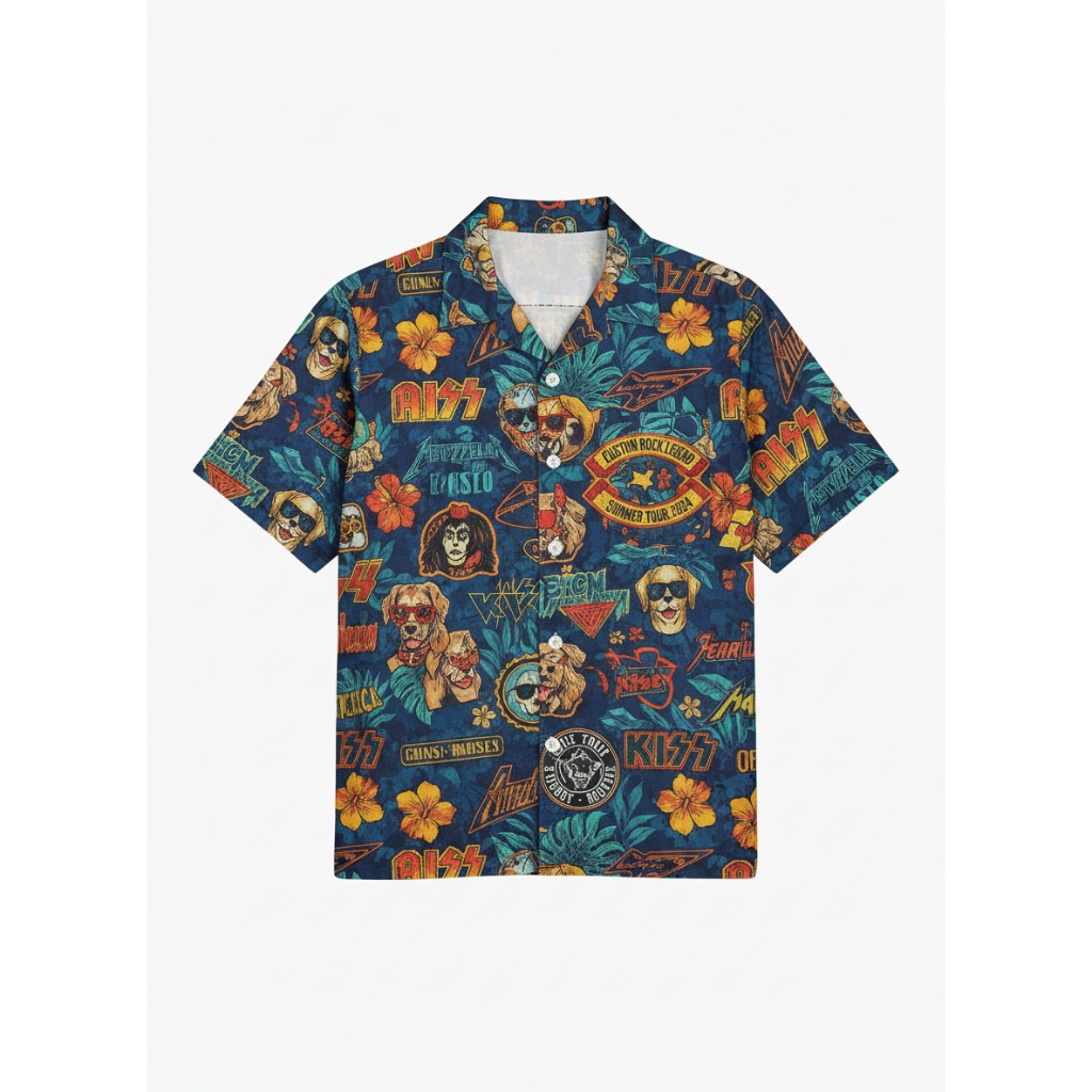 Kiss Rock Band Hawaiian Shirt Blue All Over Print
