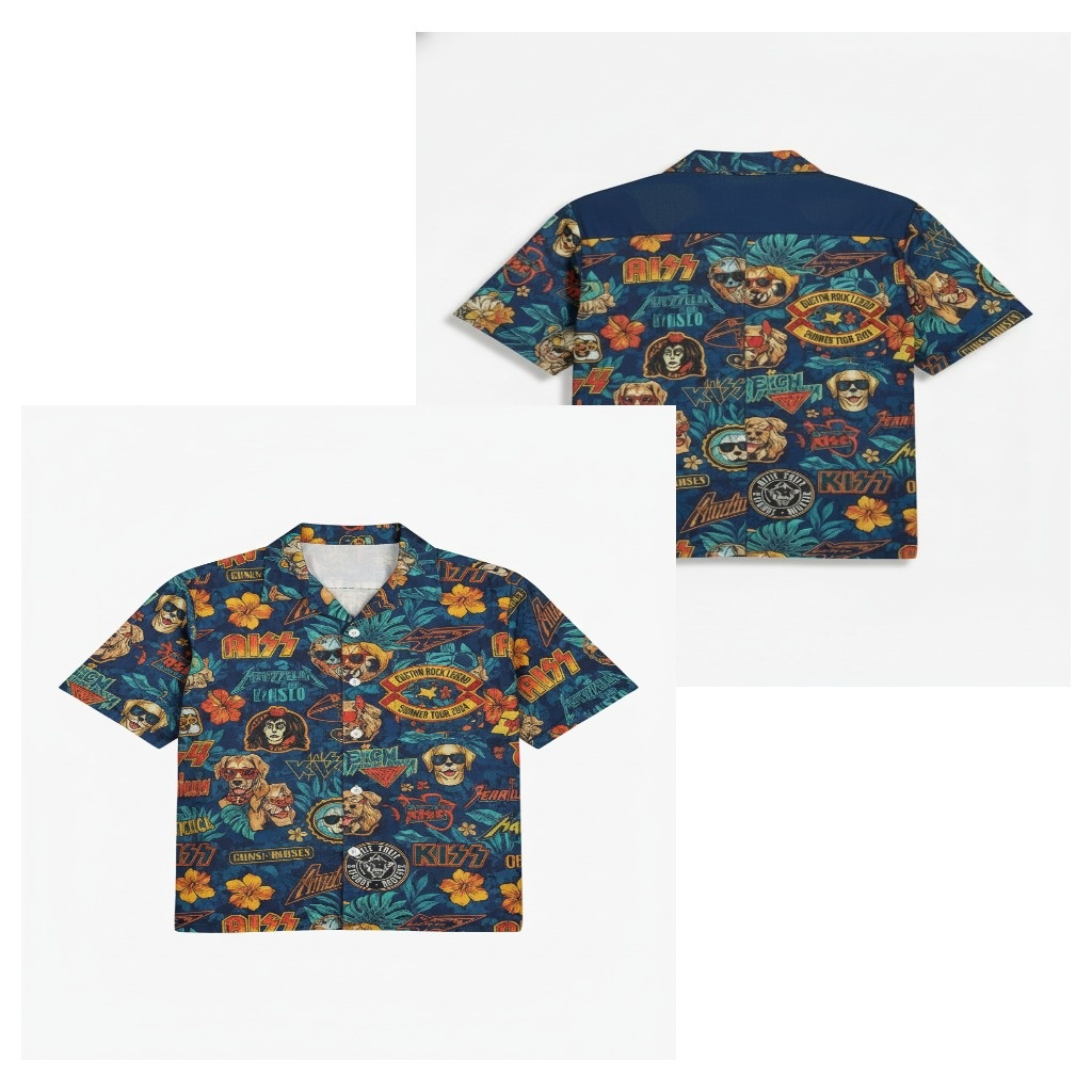 Kiss Rock Band Hawaiian Shirt Blue All Over Print Kiss Rock Band Hawaiian Shirt Blue All Over Print