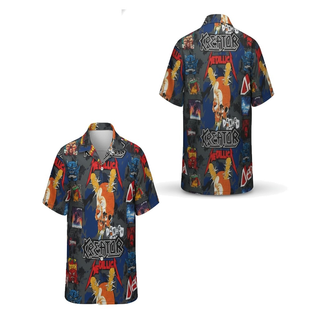 Kreator Metallica Inspired Skull Graphic Hawaiian Shirt Kreator Metallica Inspired Skull Graphic Hawaiian Shirt