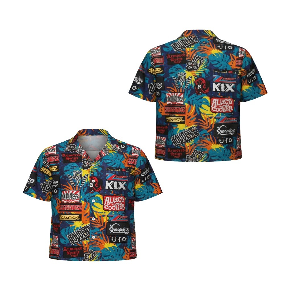Loud And Fast Graphic Print Hawaiian Shirt Blue Multi Color Loud And Fast Graphic Print Hawaiian Shirt Blue Multi Color