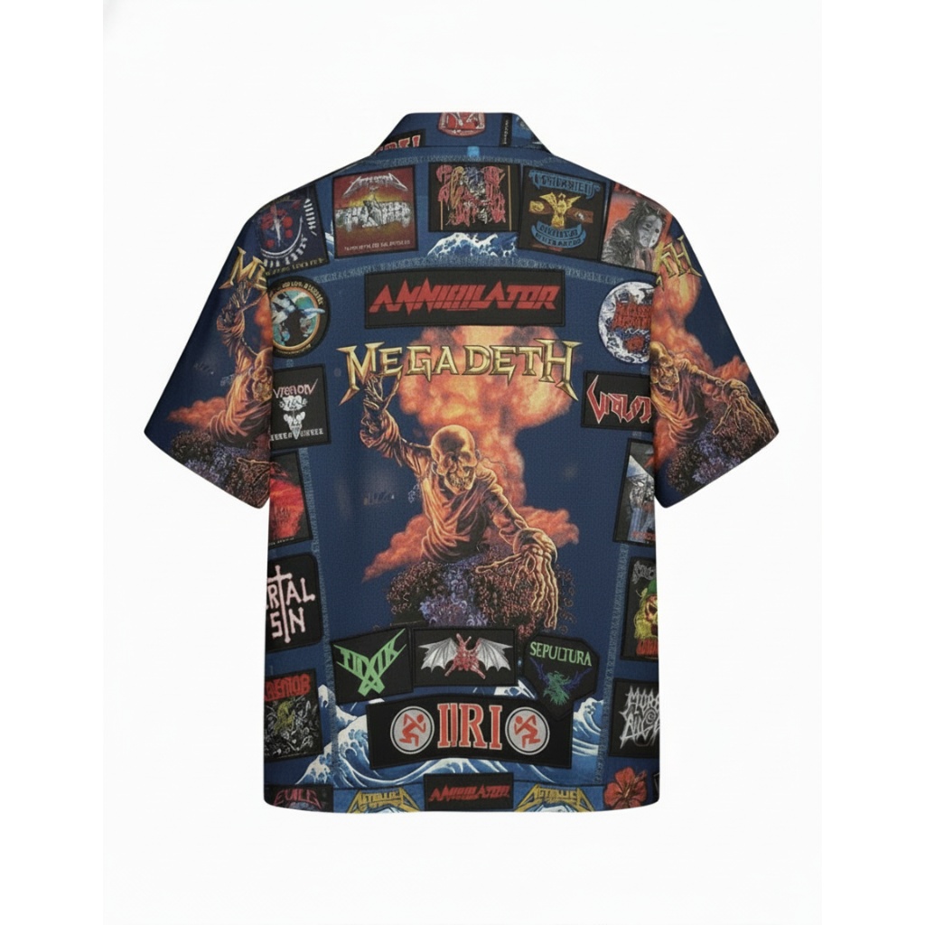 Megadeth Annihilator Sepultura Graphic Print Button Up Megadeth Annihilator Sepultura Graphic Print Button Up
