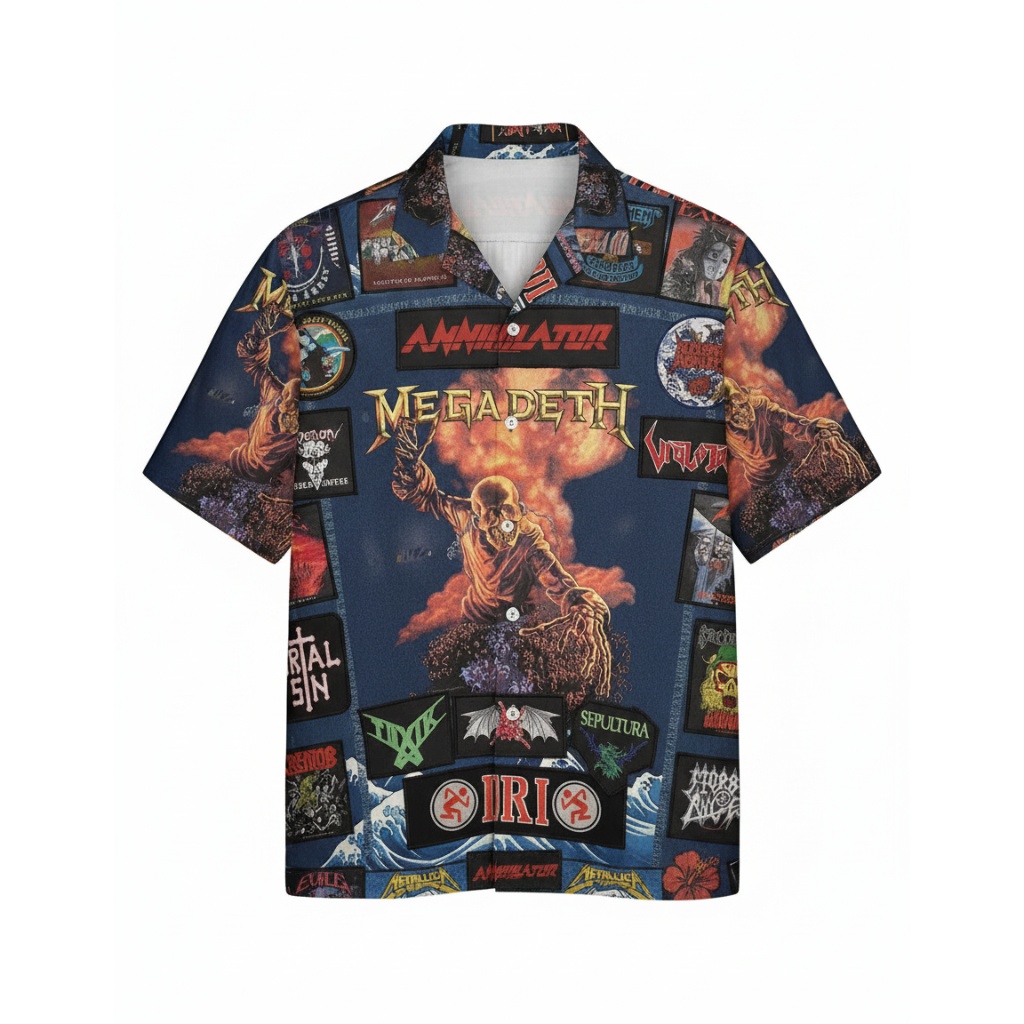 Megadeth Annihilator Sepultura Graphic Print Button Up