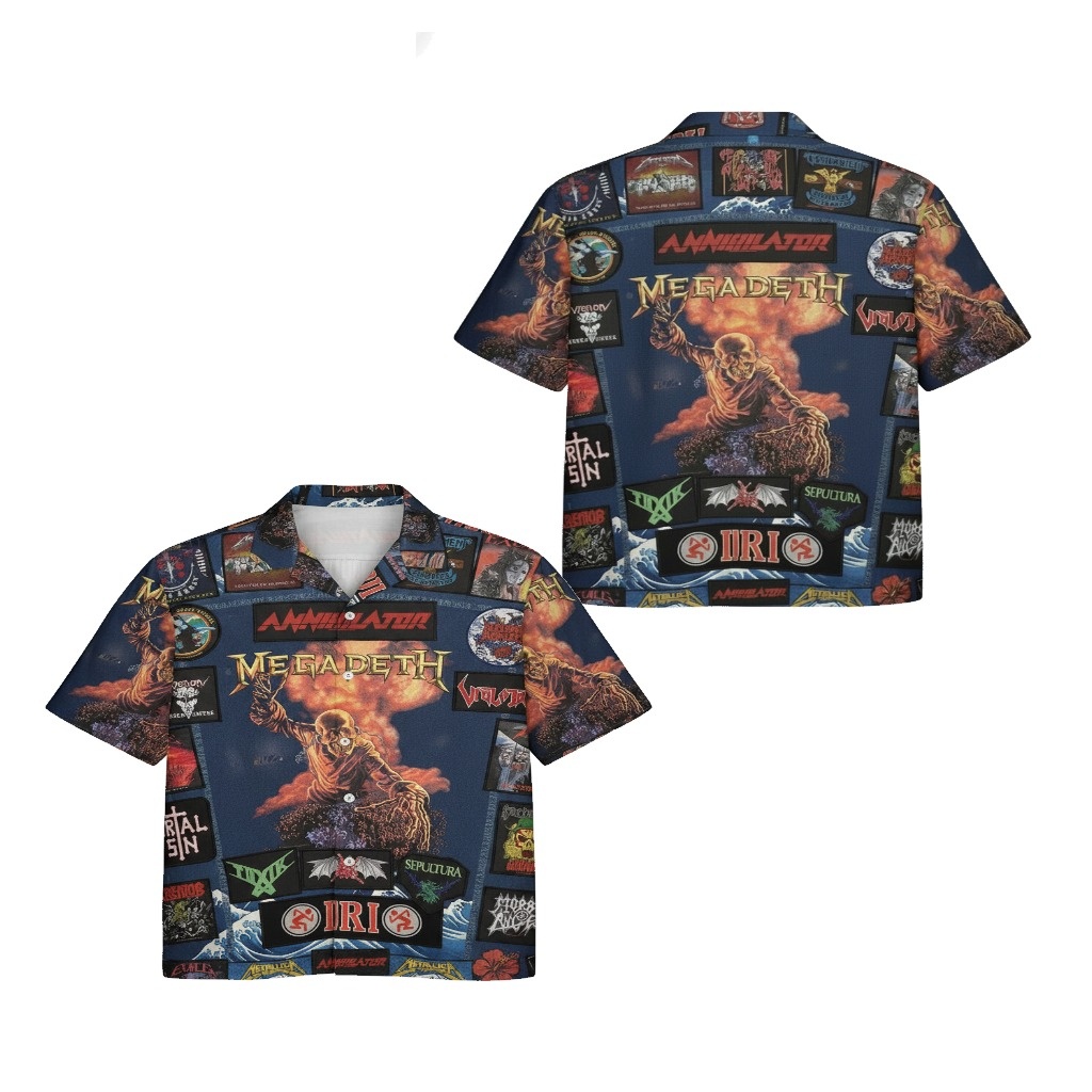 Megadeth Annihilator Sepultura Graphic Print Button Up Megadeth Annihilator Sepultura Graphic Print Button Up