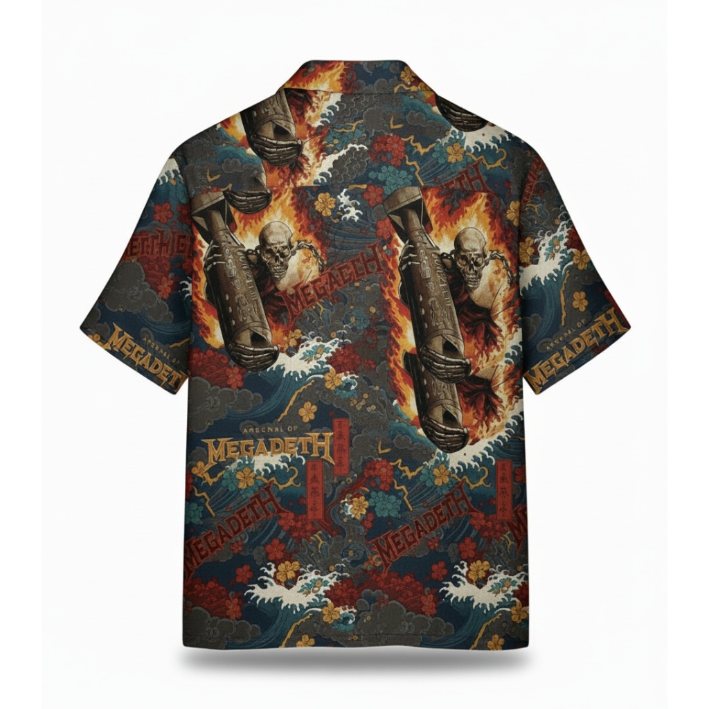 Megadeth Arsenal Of Fire Skull Bomb Hawaiian Shirt Megadeth Arsenal Of Fire Skull Bomb Hawaiian Shirt