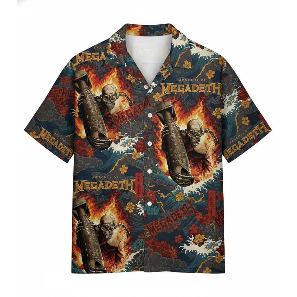 Megadeth Arsenal Of Fire Skull Bomb Hawaiian Shirt