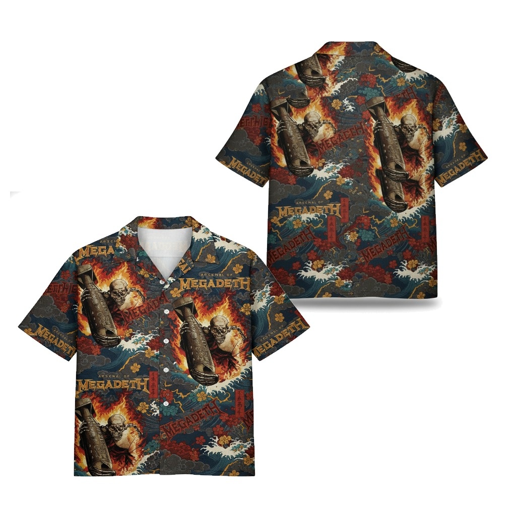 Megadeth Arsenal Of Fire Skull Bomb Hawaiian Shirt Megadeth Arsenal Of Fire Skull Bomb Hawaiian Shirt