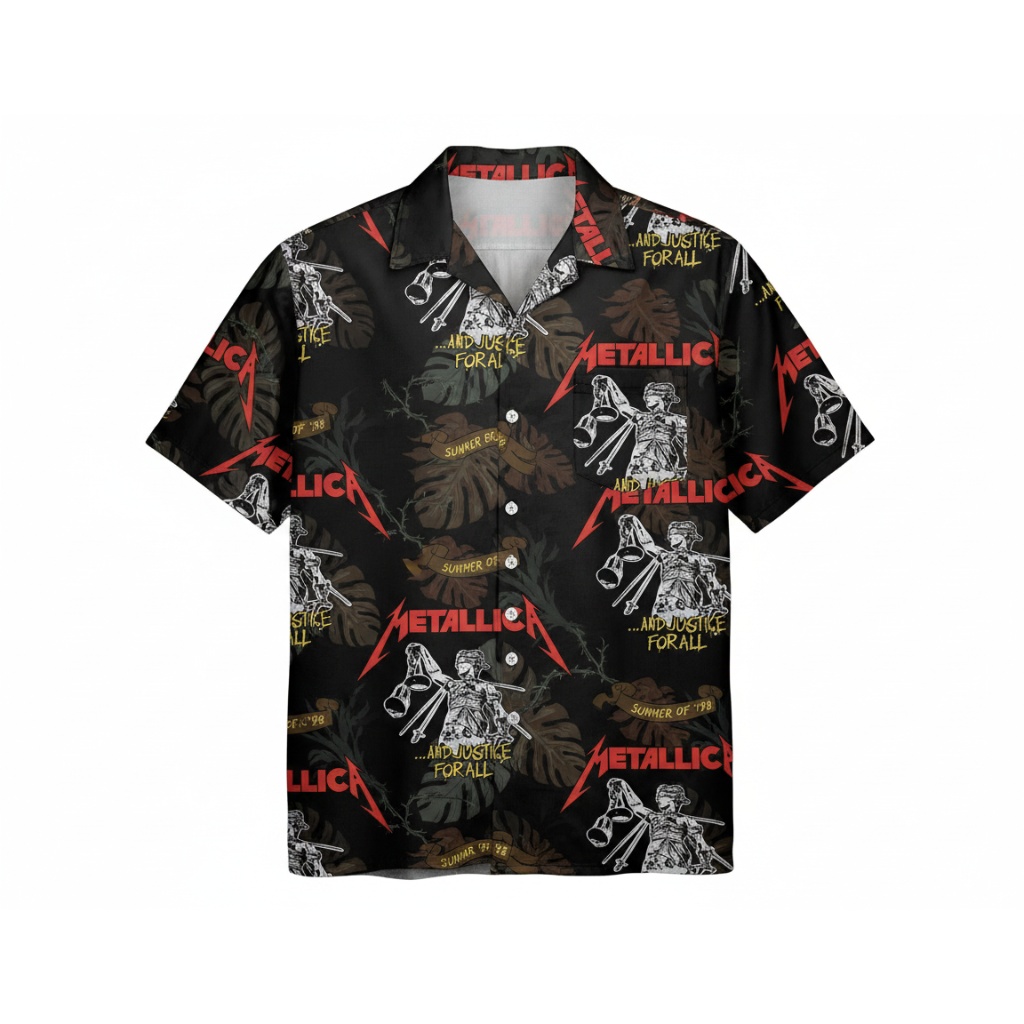 Metallica And Justice For All Black Hawaiian Shirt Summer