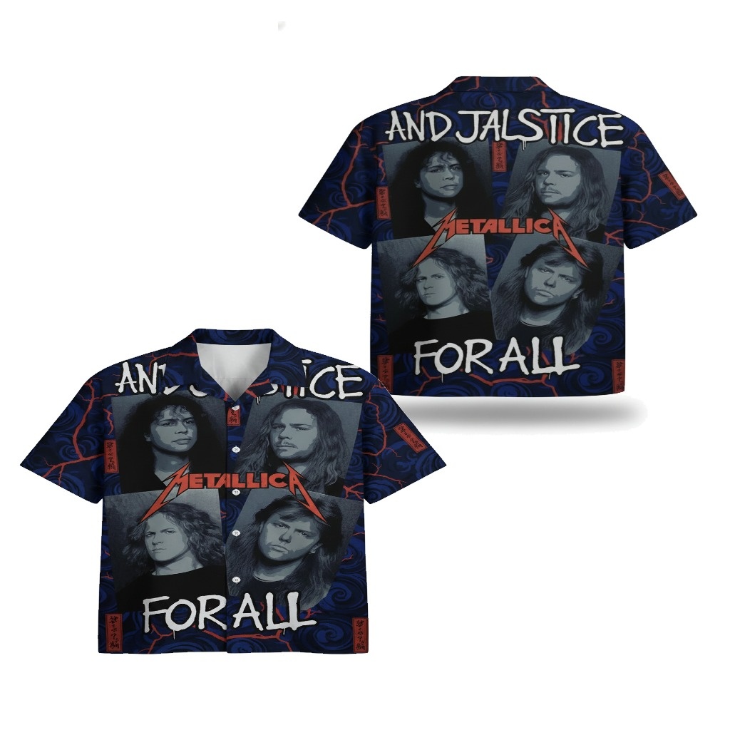 Metallica And Justice For All Blue Graphic Print Short