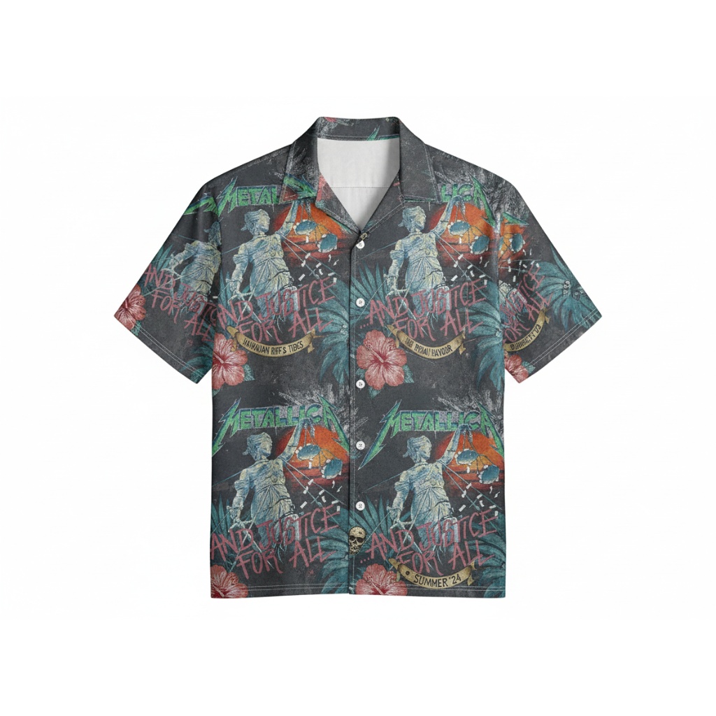 Metallica And Justice For All Hawaiian Shirt Dark Gray