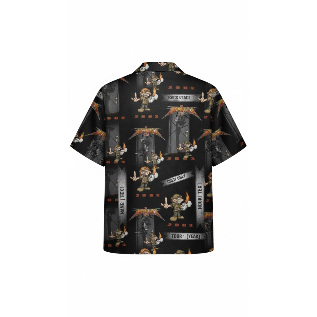 Metallica Backstage Pass Hawaiian Shirt Black 2002 Tour Metallica Backstage Pass Hawaiian Shirt Black 2002 Tour