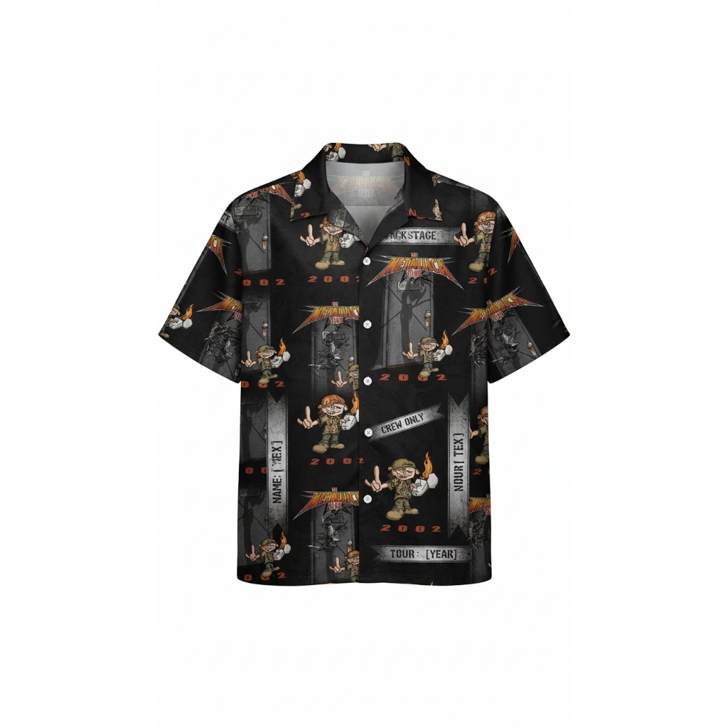 Metallica Backstage Pass Hawaiian Shirt Black 2002 Tour