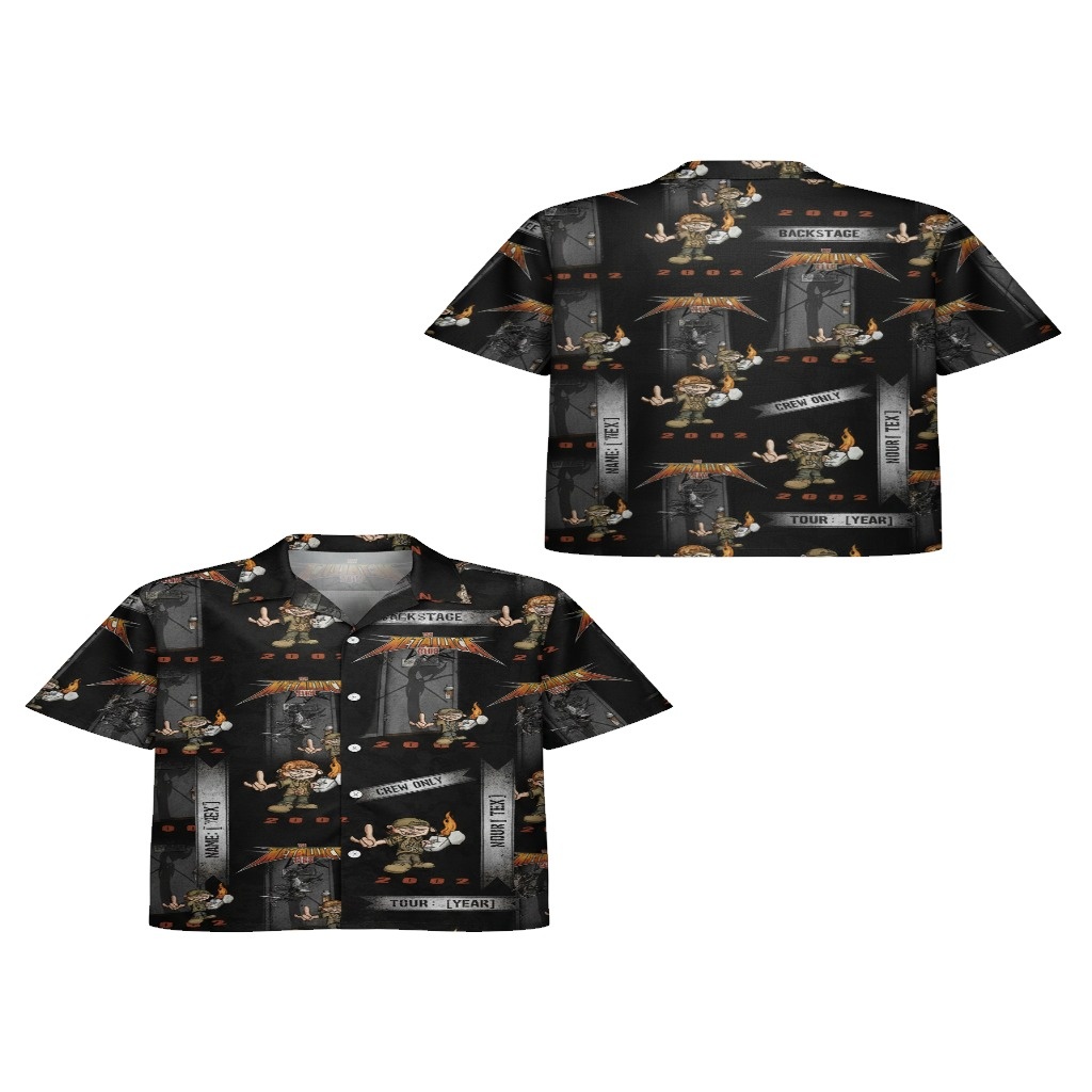 Metallica Backstage Pass Hawaiian Shirt Black 2002 Tour Metallica Backstage Pass Hawaiian Shirt Black 2002 Tour