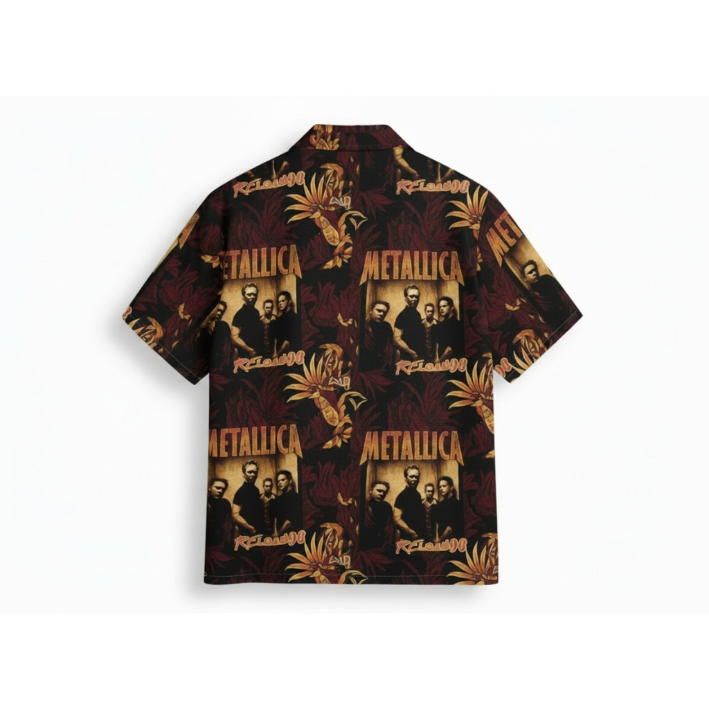 Metallica Band Black Hawaiian Shirt Tropical Design Metallica Band Black Hawaiian Shirt Tropical Design