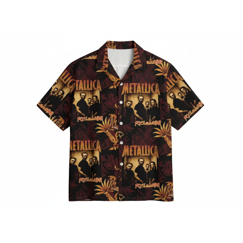 Metallica Band Black Hawaiian Shirt Tropical Design