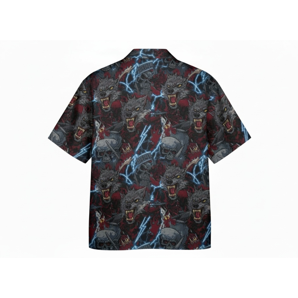 Metallica Band Fan Wolf Lightning Print Hawaiian Shirt Metallica Band Fan Wolf Lightning Print Hawaiian Shirt
