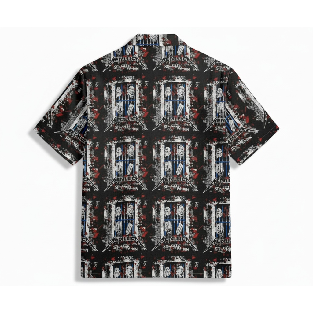 Metallica Band Graphic Black Hawaiian Shirt For Men Metallica Band Graphic Black Hawaiian Shirt For Men