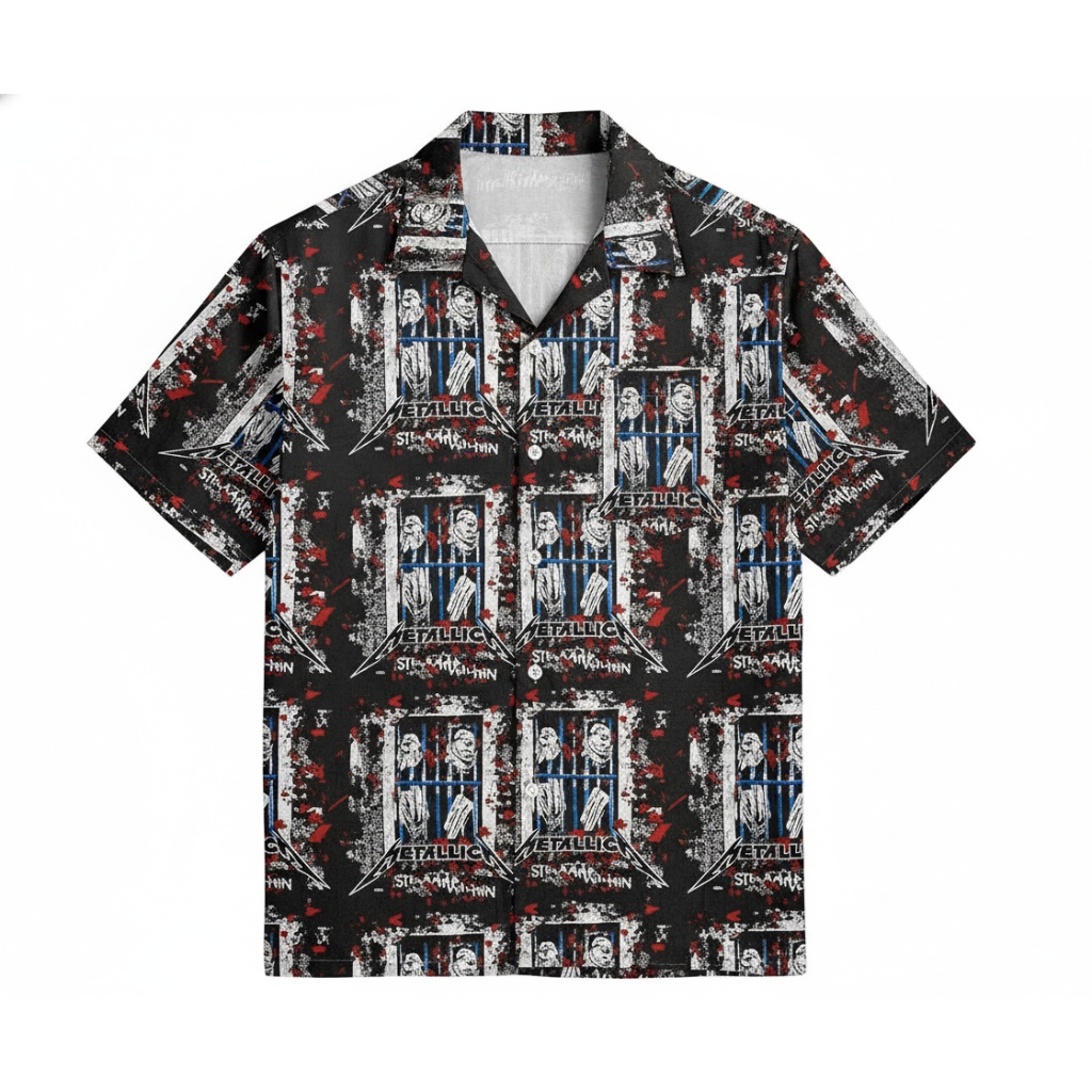 Metallica Band Graphic Black Hawaiian Shirt For Men