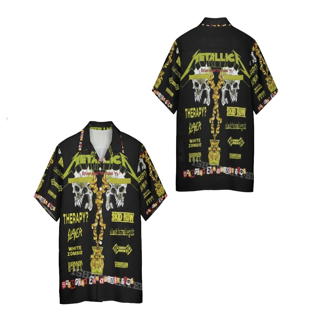 Metallica Band Graphic Print Black Button Up Shirt Metallica Band Graphic Print Black Button Up Shirt