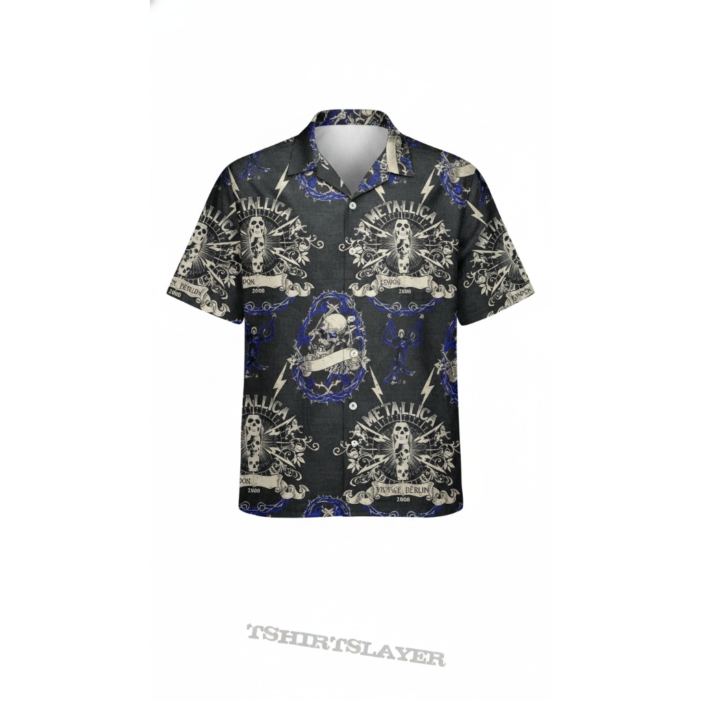 Metallica Band The Black Album Graphic Print Button Up