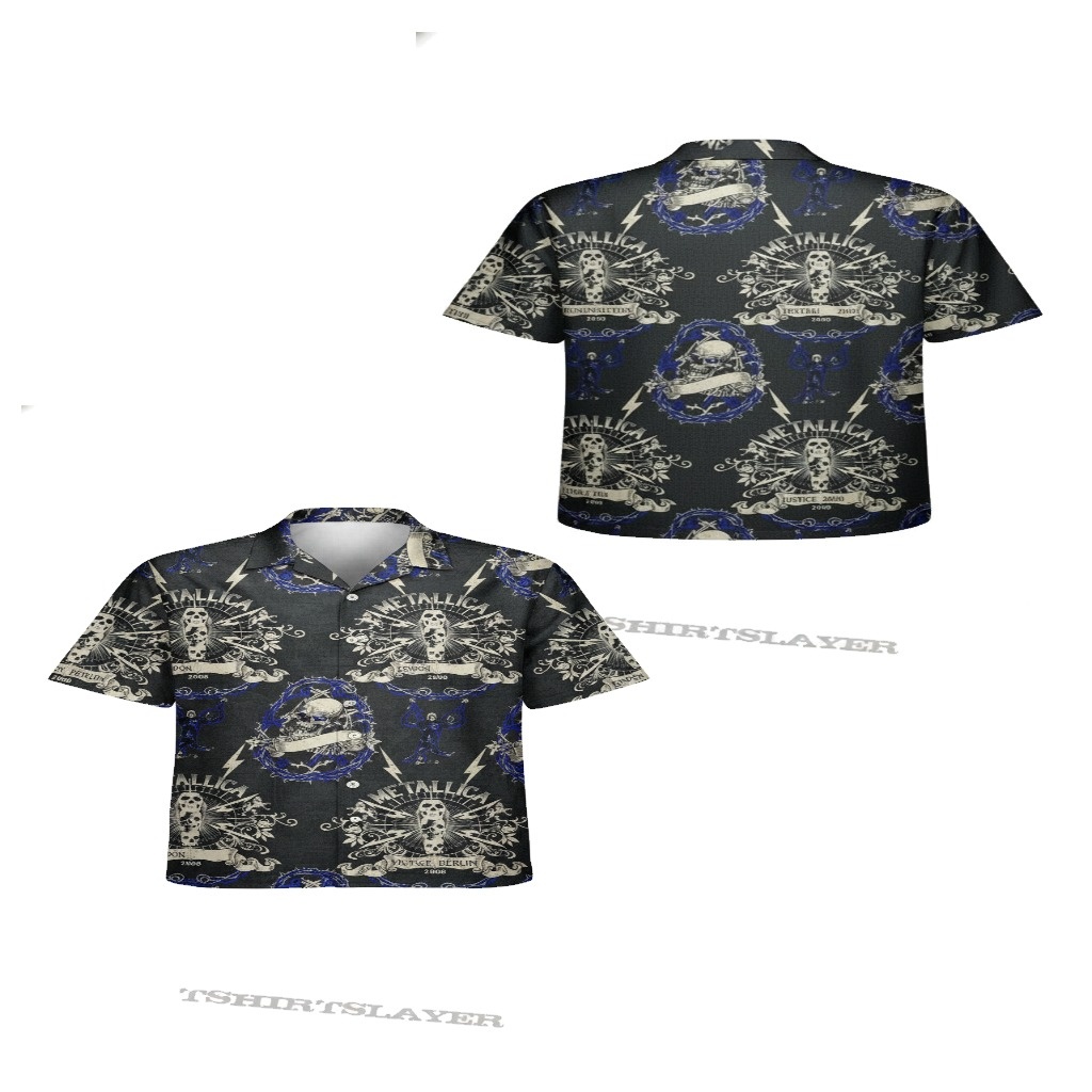 Metallica Band The Black Album Graphic Print Button Up Metallica Band The Black Album Graphic Print Button Up