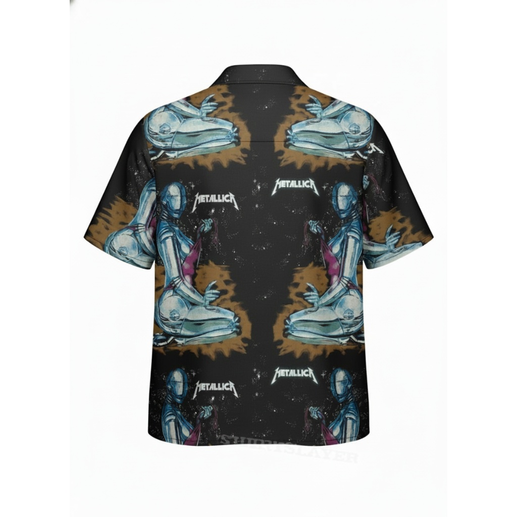 Metallica Black Robot Graphic Hawaiian Shirt Cool Style Metallica Black Robot Graphic Hawaiian Shirt Cool Style