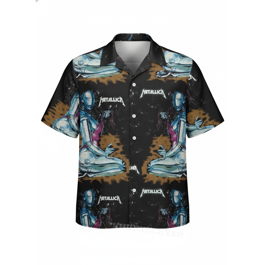Metallica Black Robot Graphic Hawaiian Shirt Cool Style