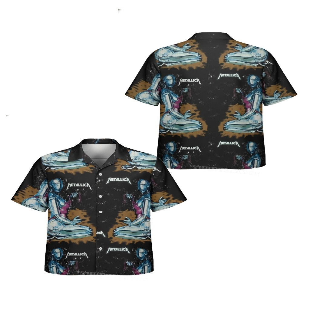 Metallica Black Robot Graphic Hawaiian Shirt Cool Style Metallica Black Robot Graphic Hawaiian Shirt Cool Style