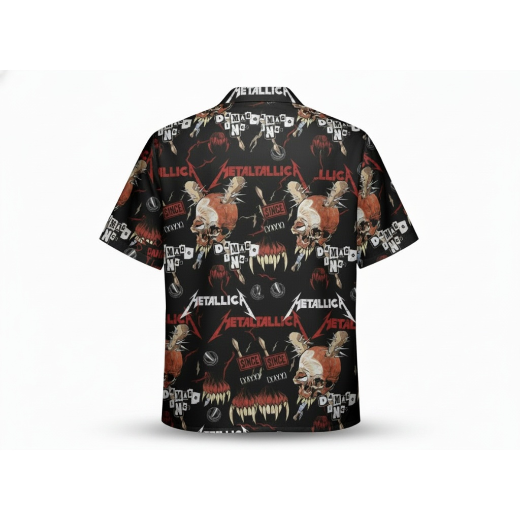 Metallica Black Skull Hawaiian Shirt Rock Band Style Metallica Black Skull Hawaiian Shirt Rock Band Style