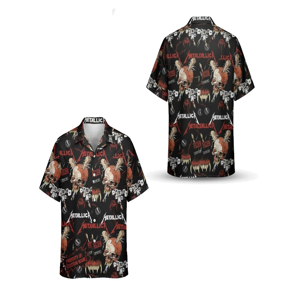 Metallica Black Skull Hawaiian Shirt Rock Band Style Metallica Black Skull Hawaiian Shirt Rock Band Style