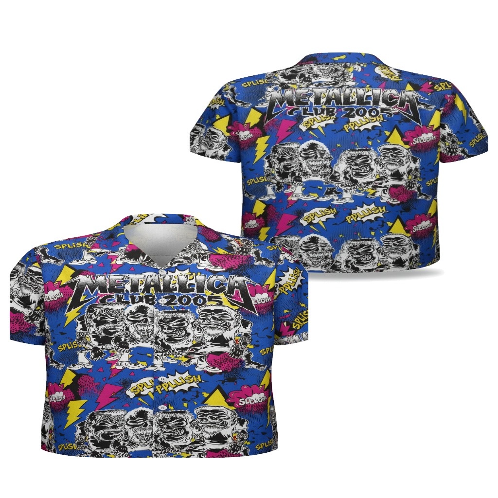 Metallica Club 2005 Blue Graphic Print Button Up Shirt Metallica Club 2005 Blue Graphic Print Button Up Shirt