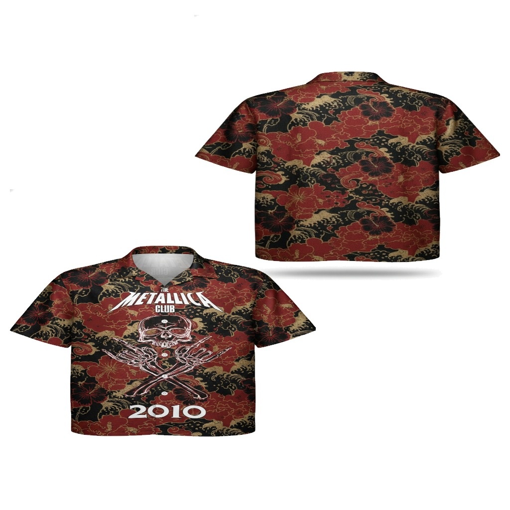 Metallica Club 2010 Hawaiian Shirt Red Floral Skull Design Metallica Club 2010 Hawaiian Shirt Red Floral Skull Design