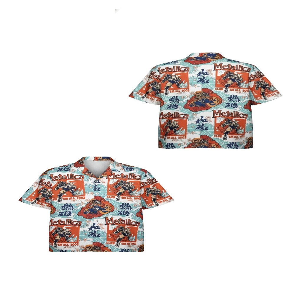Metallica Club All Over Print Hawaiian Shirt Orange Blue Metallica Club All Over Print Hawaiian Shirt Orange Blue