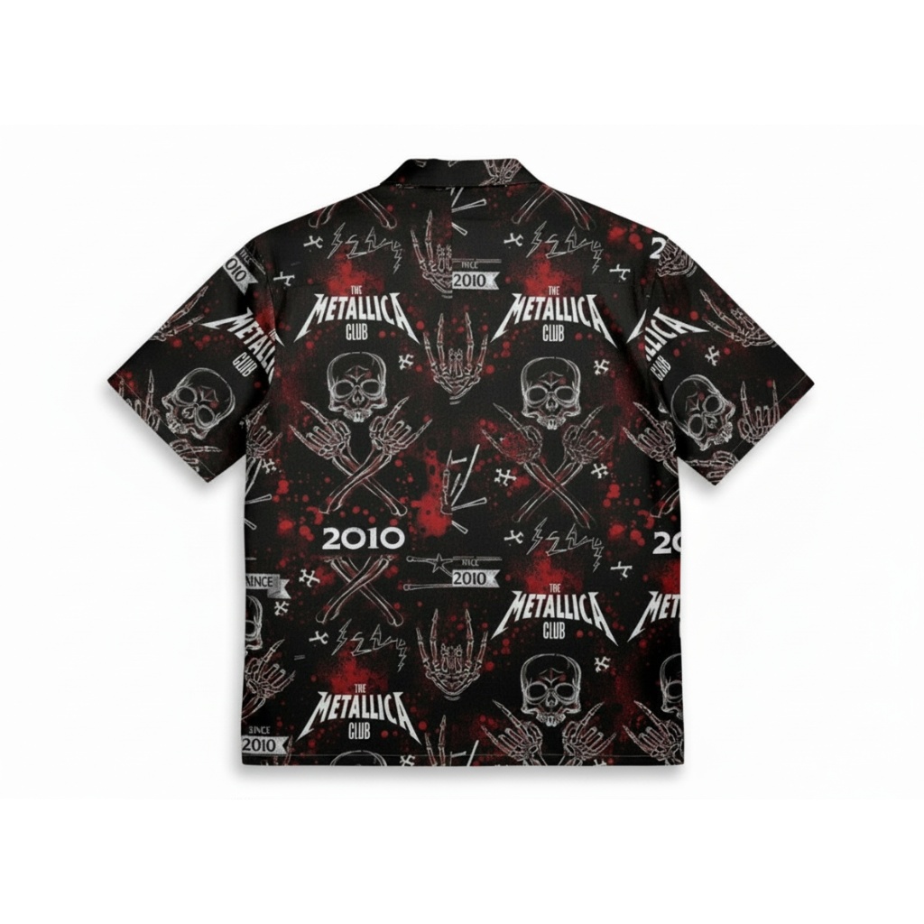 Metallica Club Black Red Skull Graphic Hawaiian Shirt Metallica Club Black Red Skull Graphic Hawaiian Shirt