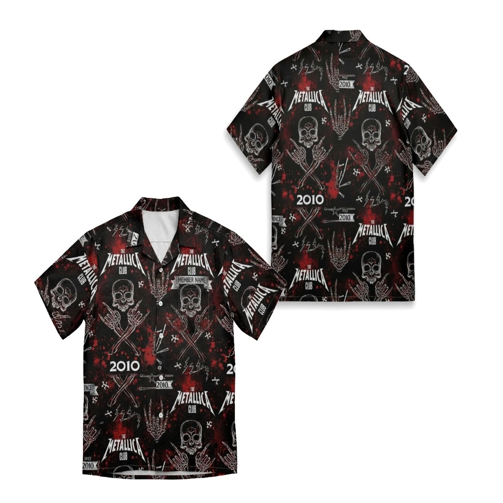 Metallica Club Black Red Skull Graphic Hawaiian Shirt Metallica Club Black Red Skull Graphic Hawaiian Shirt