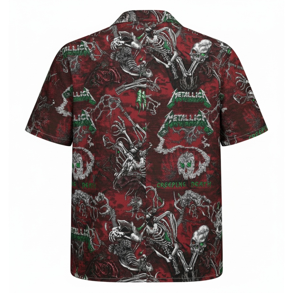 Metallica Creeping Death Skull Hawaiian Shirt Red Metallica Creeping Death Skull Hawaiian Shirt Red