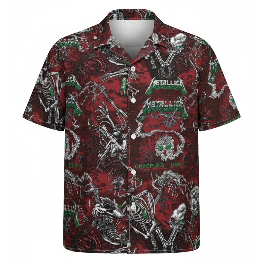 Metallica Creeping Death Skull Hawaiian Shirt Red