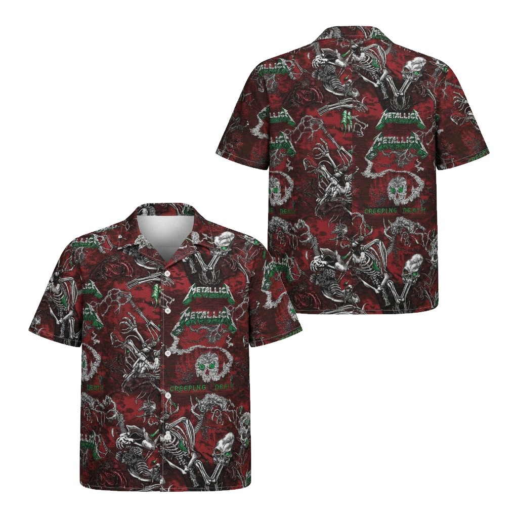 Metallica Creeping Death Skull Hawaiian Shirt Red Metallica Creeping Death Skull Hawaiian Shirt Red