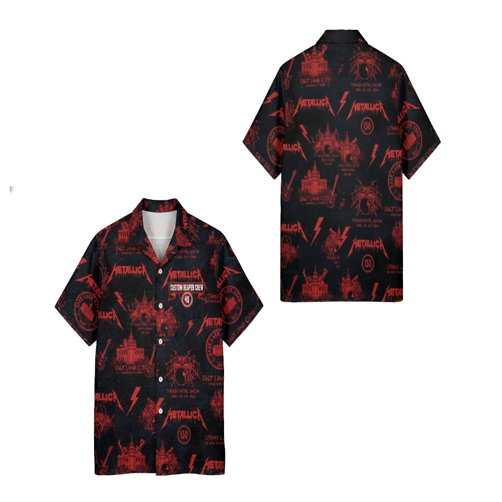 Metallica Custom Reaper Crew Hawaiian Shirt Black Red Metallica Custom Reaper Crew Hawaiian Shirt Black Red