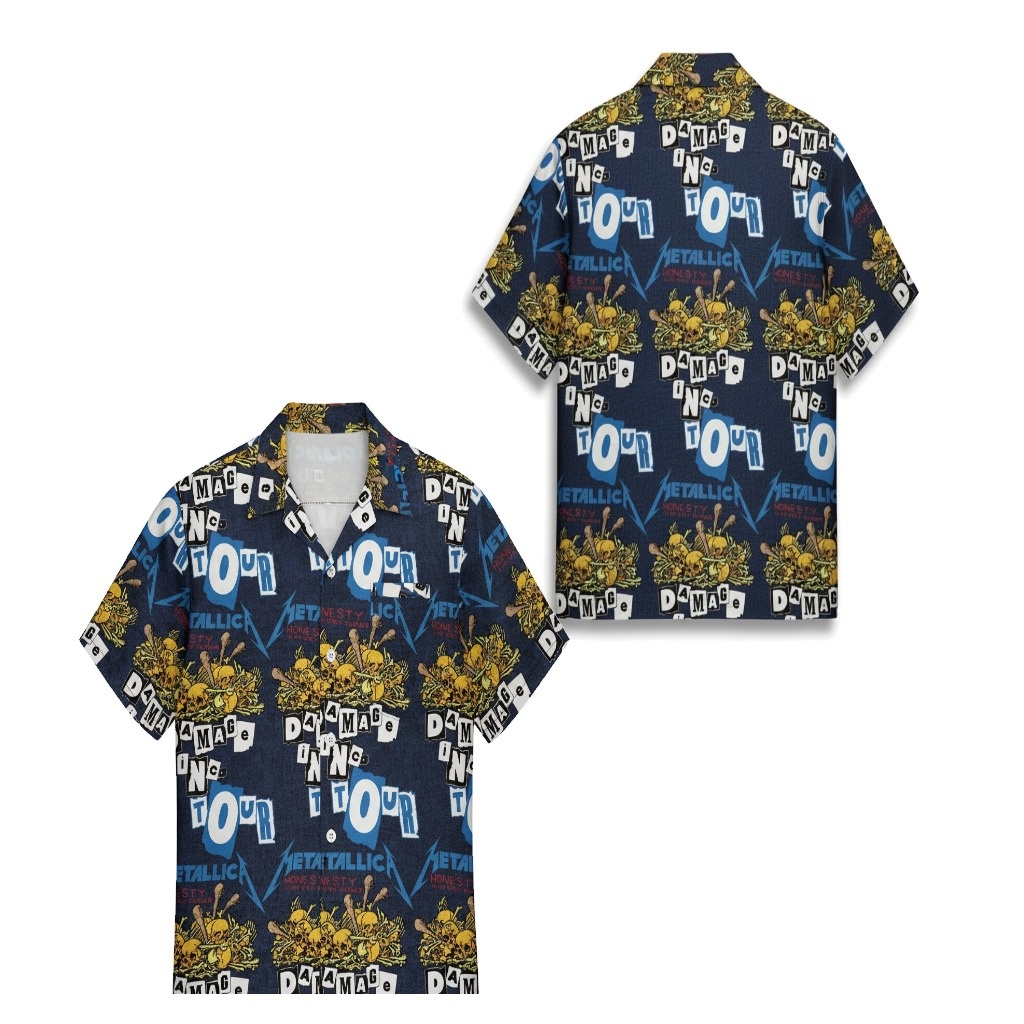 Metallica Damaged Tour Blue Hawaiian Shirt Men’s Metallica Damaged Tour Blue Hawaiian Shirt Men’s