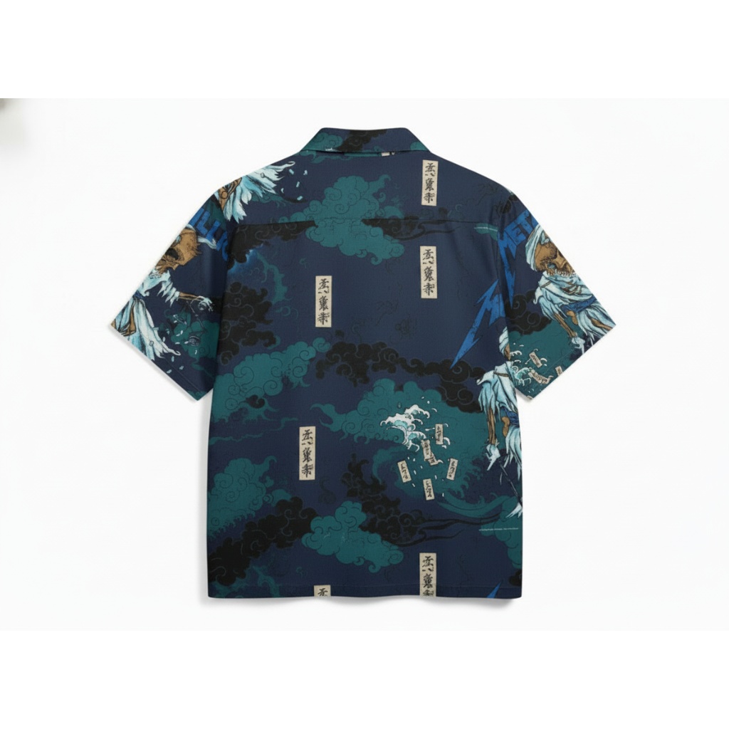 Metallica Dark Blue Skull Print Hawaiian Shirt Metallica Dark Blue Skull Print Hawaiian Shirt