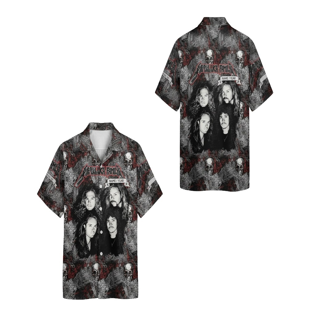 Metallica Family Black And Red Skull Print Button Up Shirt Metallica Family Black And Red Skull Print Button Up Shirt