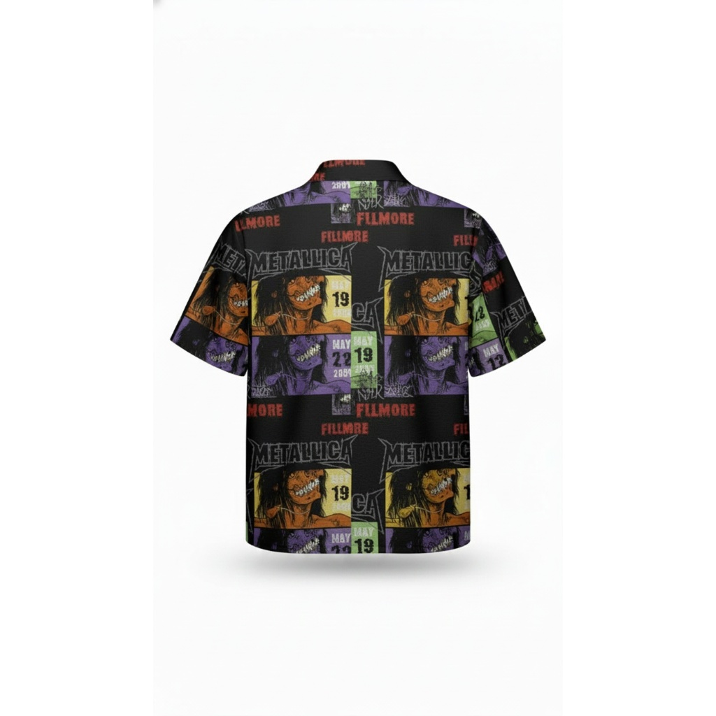 Metallica Fillmore Concert Graphic Black Button Up Shirt Metallica Fillmore Concert Graphic Black Button Up Shirt