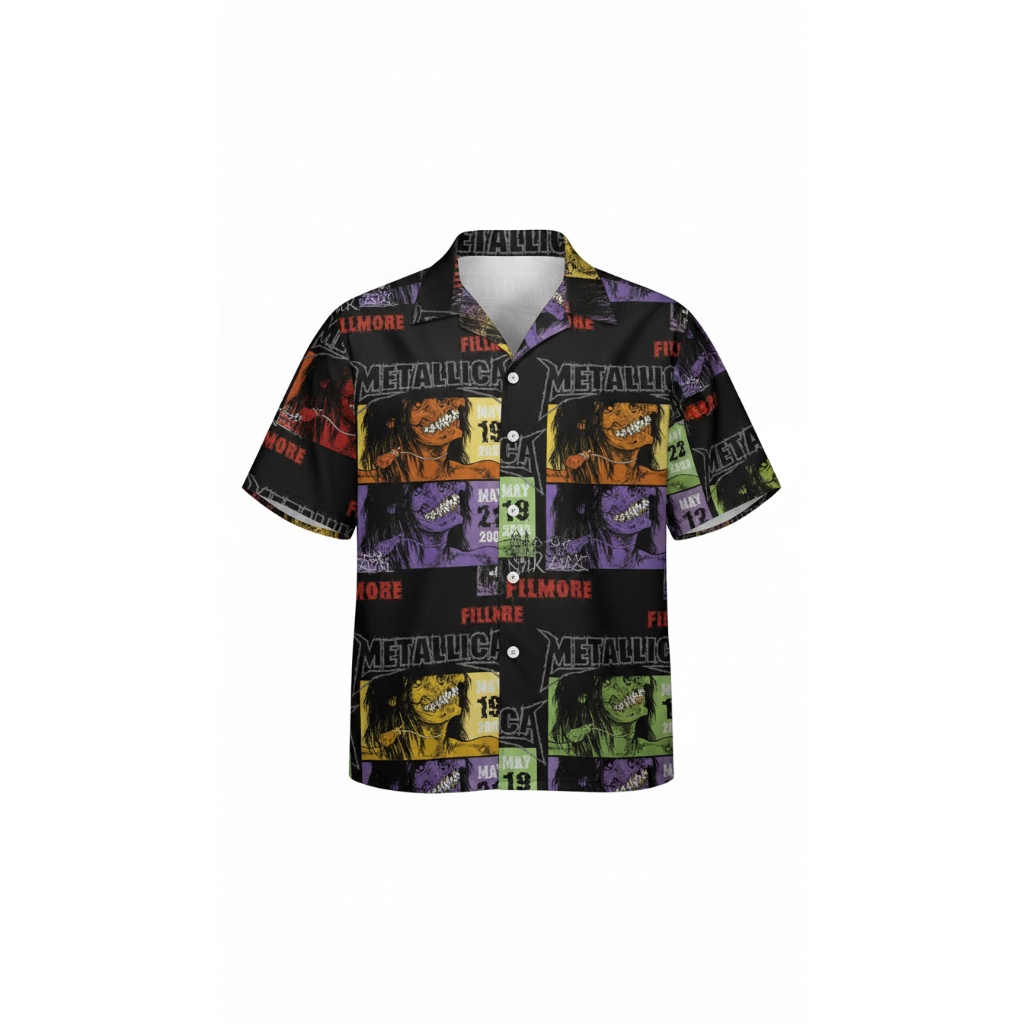 Metallica Fillmore Concert Graphic Black Button Up Shirt