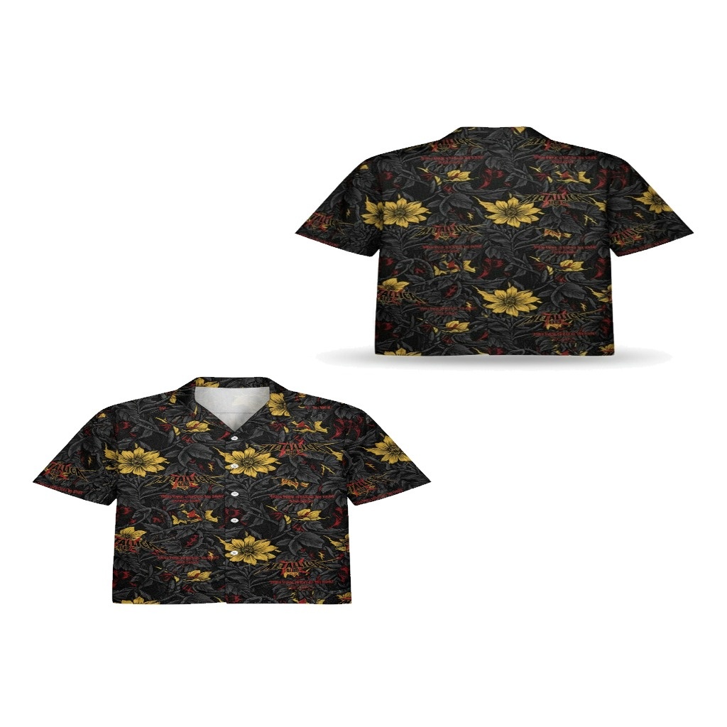 Metallica Floral Hawaiian Shirt Black Yellow Red Metallica Floral Hawaiian Shirt Black Yellow Red