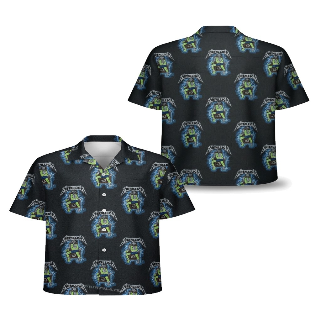 Metallica Graphic Black Button Up Shirt Rock Band Style Metallica Graphic Black Button Up Shirt Rock Band Style