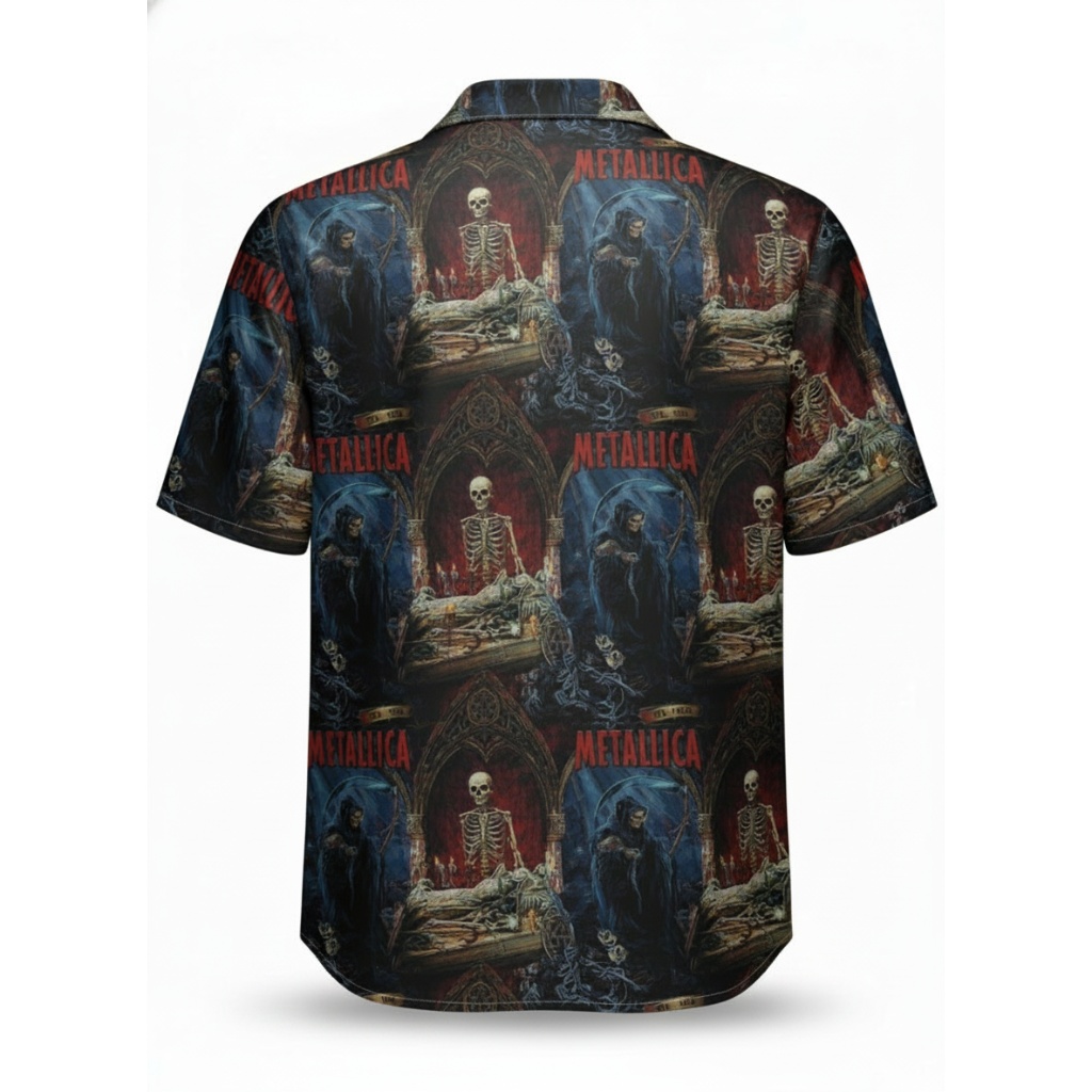Metallica Grim Reaper Skeleton Print Hawaiian Shirt Metallica Grim Reaper Skeleton Print Hawaiian Shirt