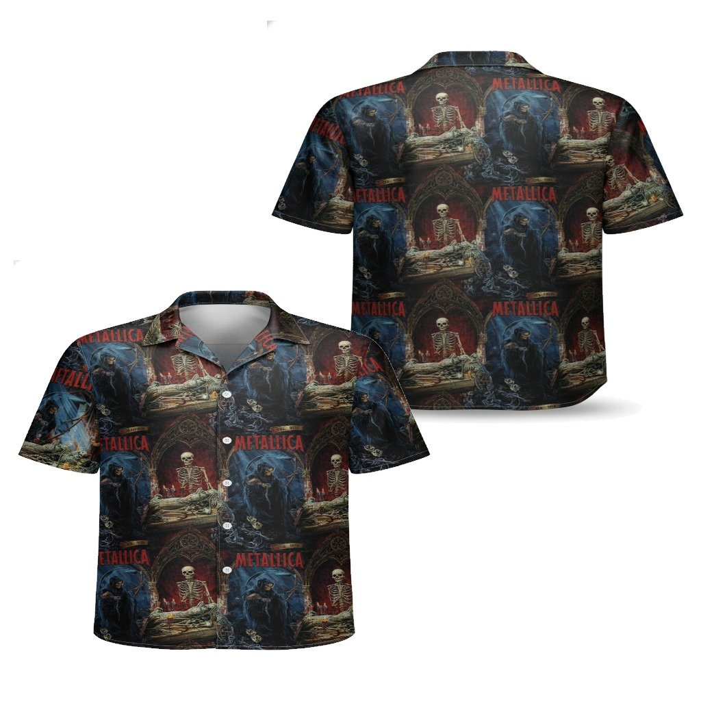 Metallica Grim Reaper Skeleton Print Hawaiian Shirt Metallica Grim Reaper Skeleton Print Hawaiian Shirt