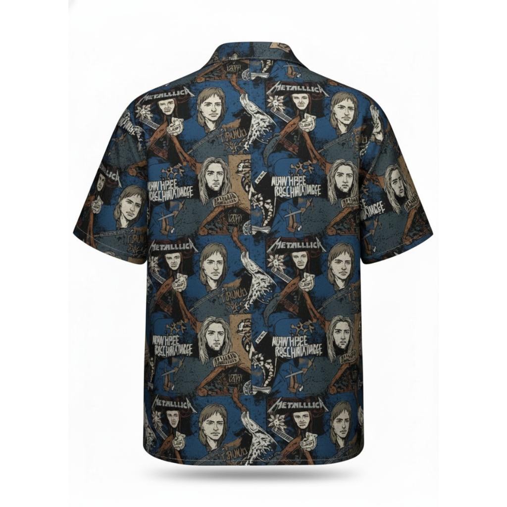 Metallica Grunge Band Hawaiian Shirt Blue Graphic Print Metallica Grunge Band Hawaiian Shirt Blue Graphic Print