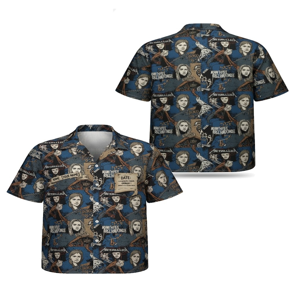 Metallica Grunge Band Hawaiian Shirt Blue Graphic Print Metallica Grunge Band Hawaiian Shirt Blue Graphic Print
