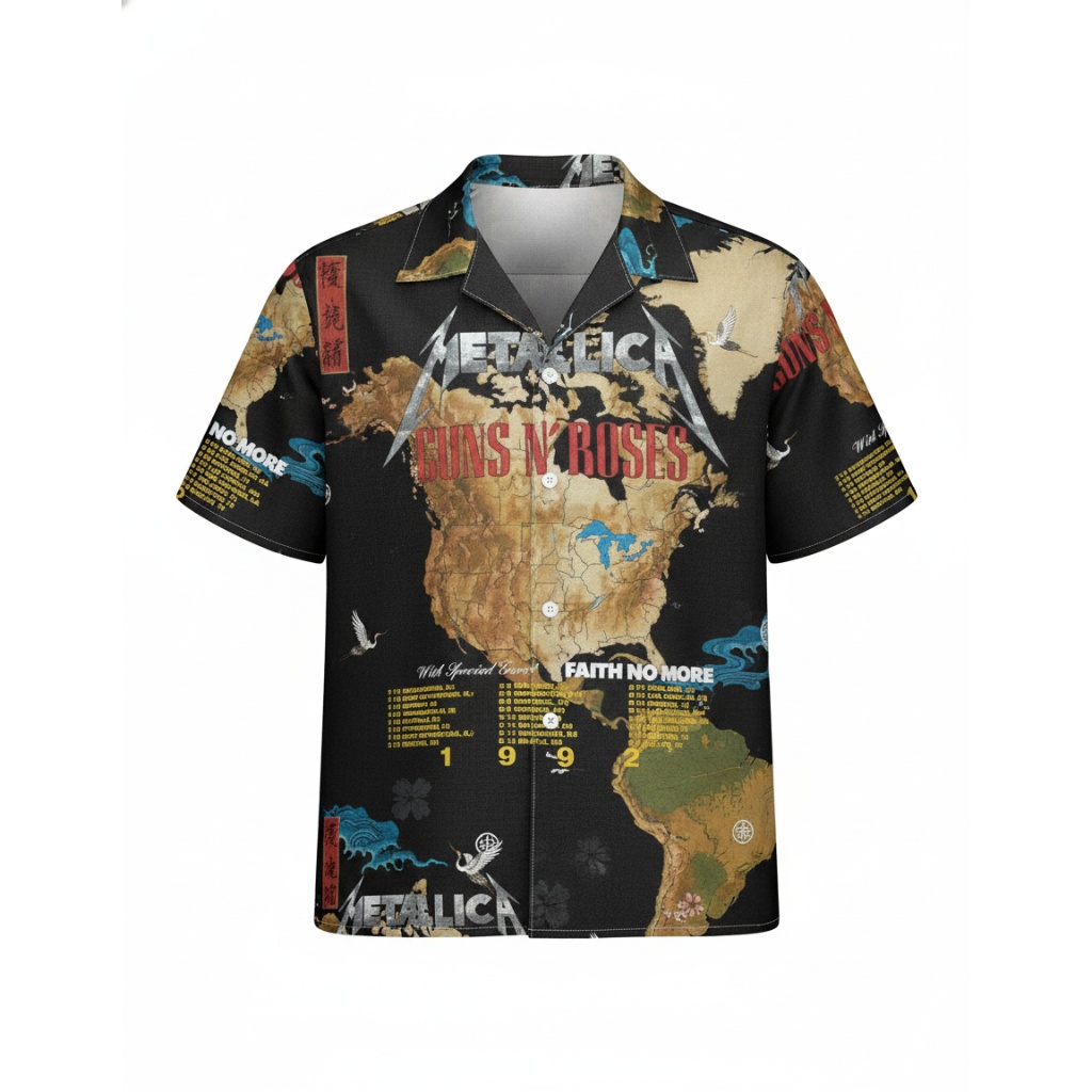 Metallica Guns N Roses Faith No More Black World Tour Shirt